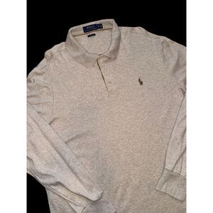 RALPH LAUREN Mens‎ XL Beige Heather Long Sleeve Button Down Polo Classic Fit